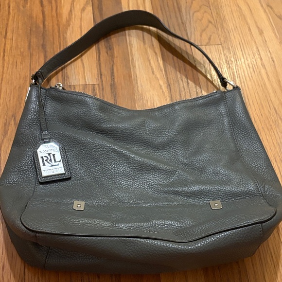 Ralph Lauren Dark Gray Leather Hobo Bag - Picture 1 of 7